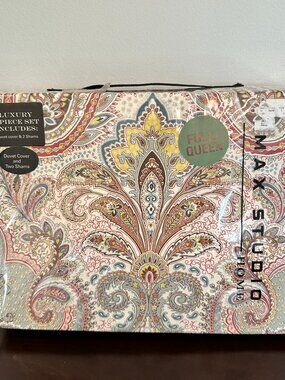 MAX STUDIO Multicolor Paisley Cotton Full/Queen Duvet Cover Set 2 Shams.